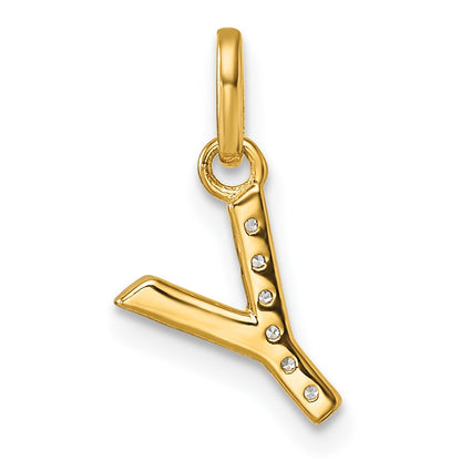 14k Twisted .05 ct. Diamond Initial Y Charm