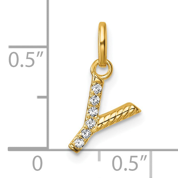 14k Twisted .05 ct. Diamond Initial Y Charm