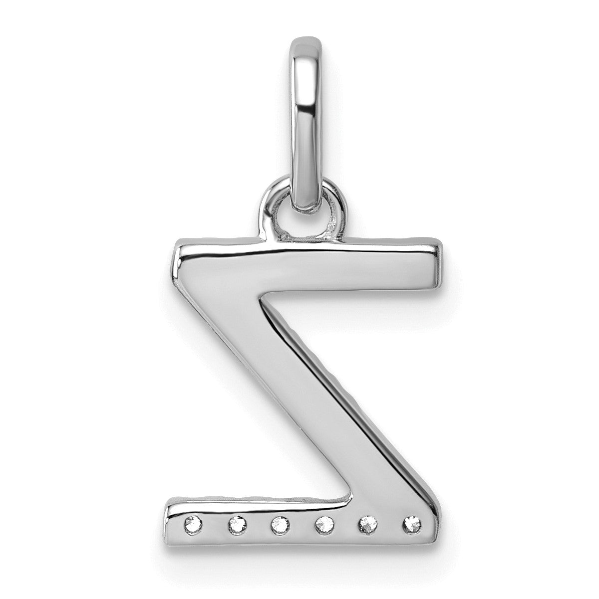 14k White Gold Twisted .05 ct. Diamond Initial Z Charm