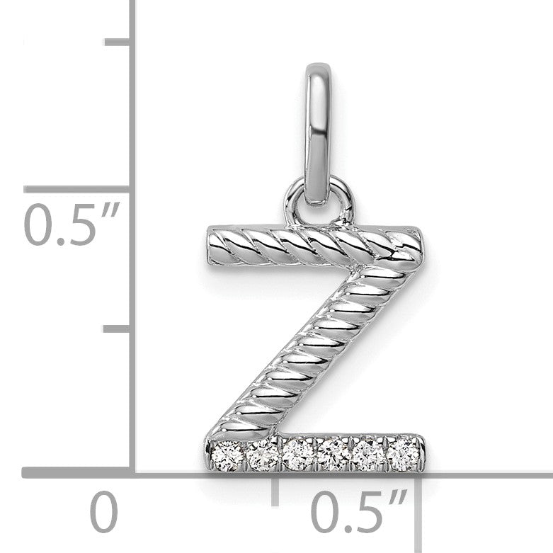 14k White Gold Twisted .05 ct. Diamond Initial Z Charm