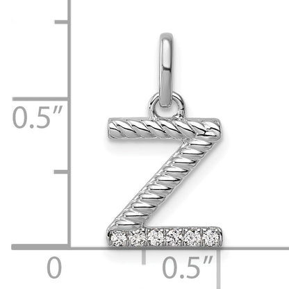 14k White Gold Twisted .05 ct. Diamond Initial Z Charm