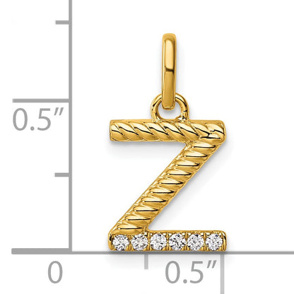 14k Twisted .05 ct. Diamond Initial Z Charm