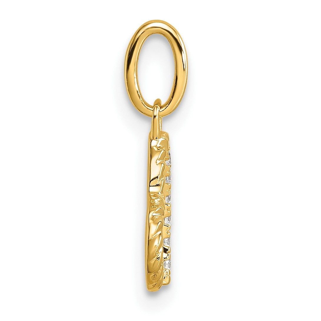 14K Polished Diamond Twisted Heart Pendant
