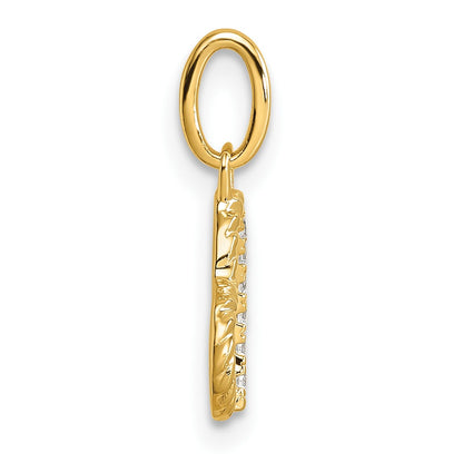 14K Polished Diamond Twisted Heart Pendant