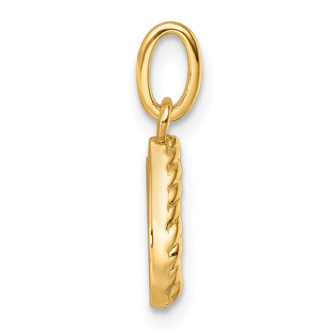 14k Polished 1/15 carat Diamond Beaded Horseshoe Pendant