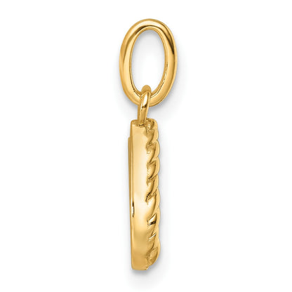 14k Polished 1/15 carat Diamond Beaded Horseshoe Pendant