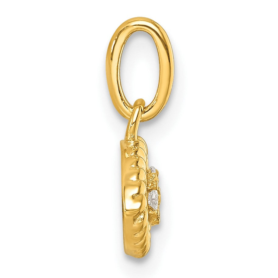 14K Polished Diamond Twisted Edge Evil Eye Pendant