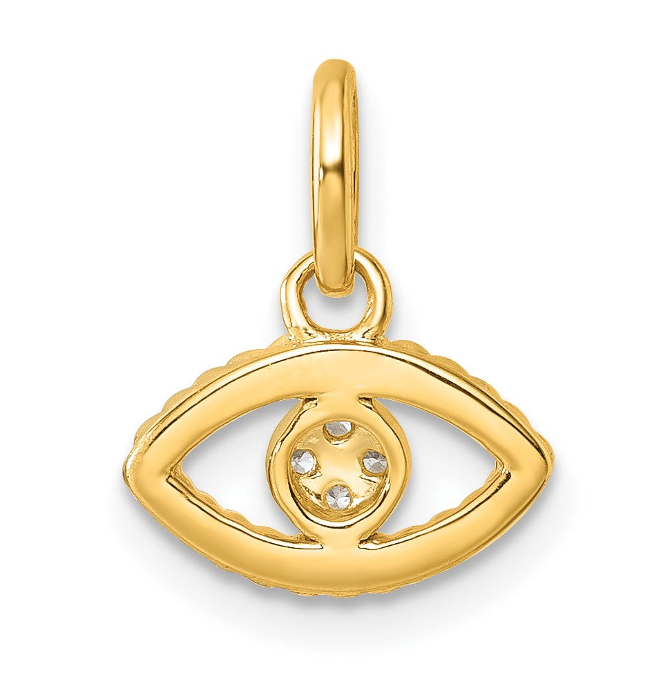 14K Polished Diamond Twisted Edge Evil Eye Pendant