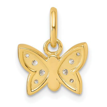 14K Polished Diamond Butterfly Pendant