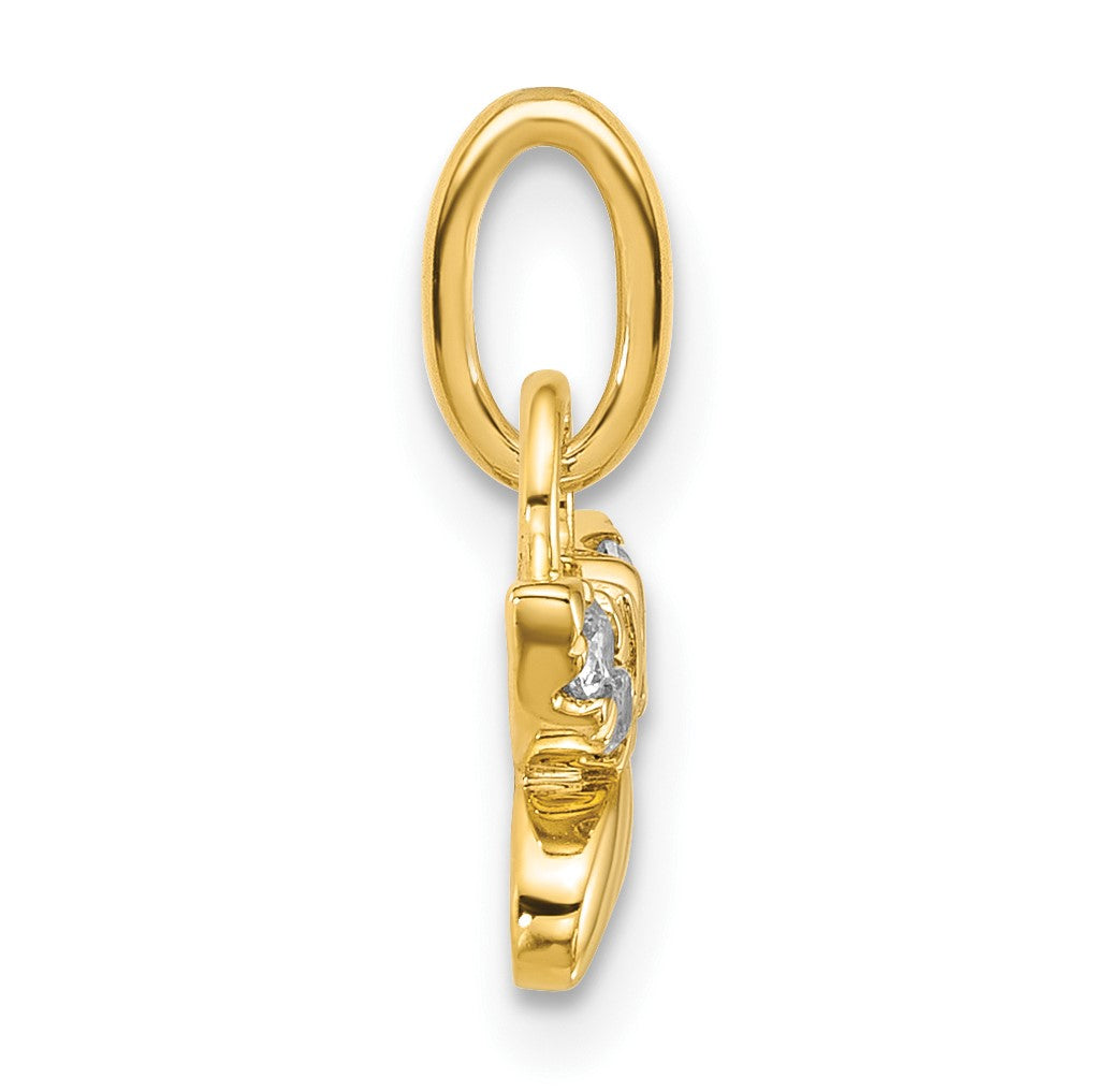 14K Polished Diamond Butterfly Charm