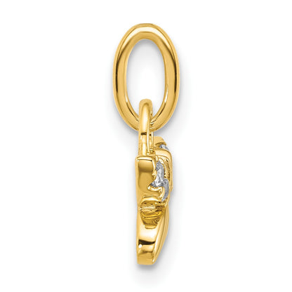 14K Polished Diamond Butterfly Charm