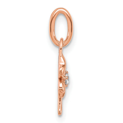 14K Rose Gold Polished Diamond Four Leaf Clover Charm