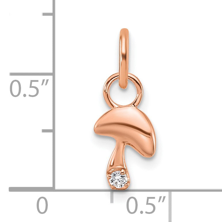 14K Rose Gold Polished Diamond Mushroom Charm