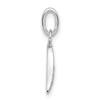 14K White Gold Polished Diamond Whale Tail Charm