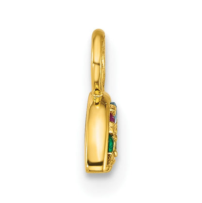 14K Polished Multi-color CZ Rainbow Charm