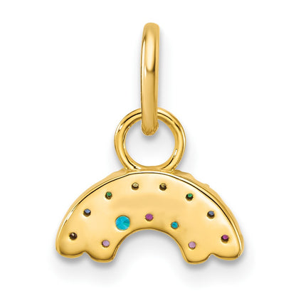 14K Polished Multi-color CZ Double Rainbow Charm