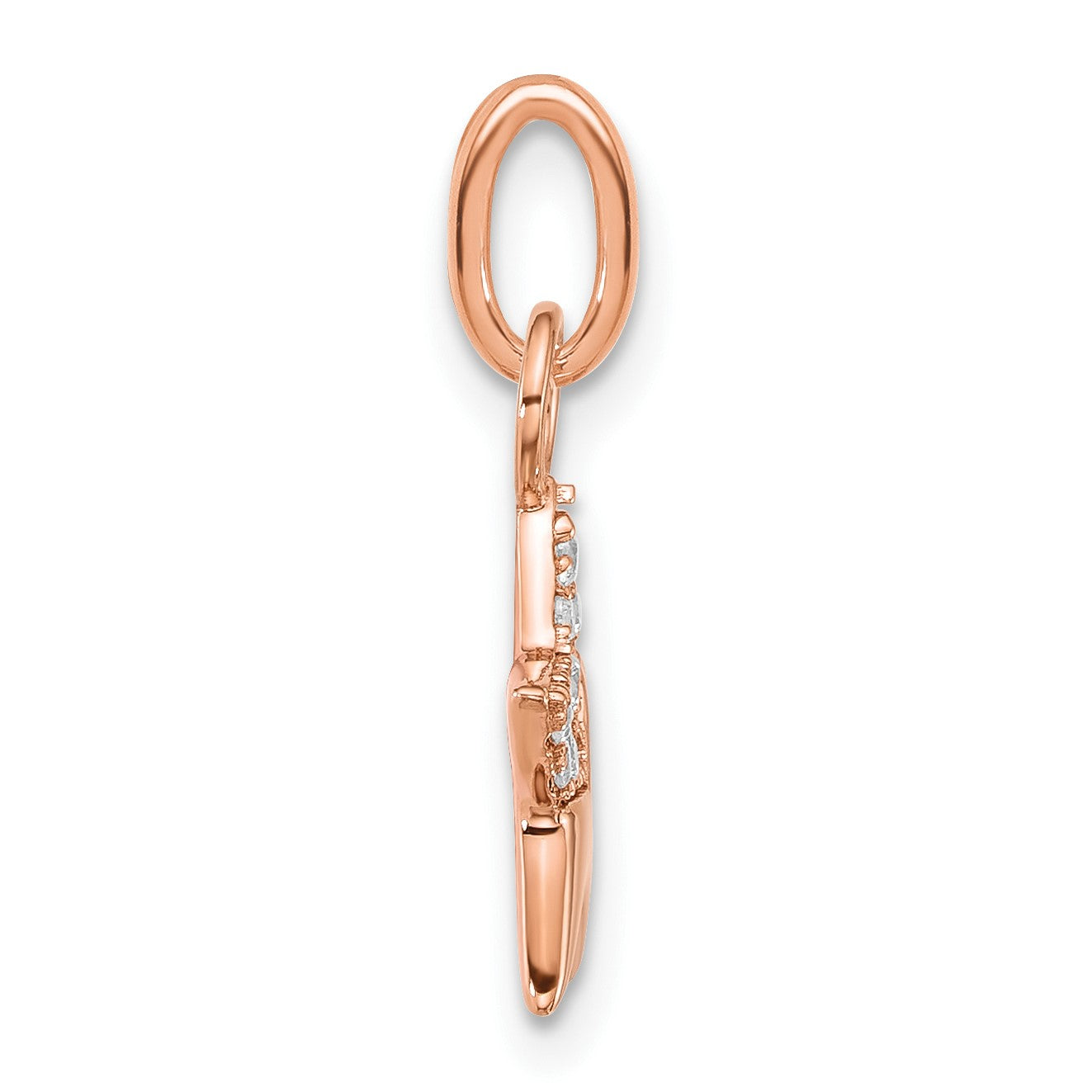 14K Rose Gold Polished 1/10 carat Diamond Star Charm