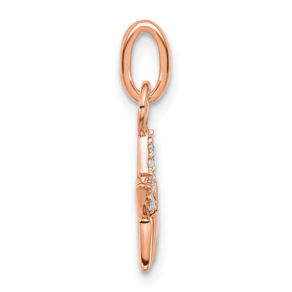 14K Rose Gold Polished 1/10 carat Diamond Star Charm