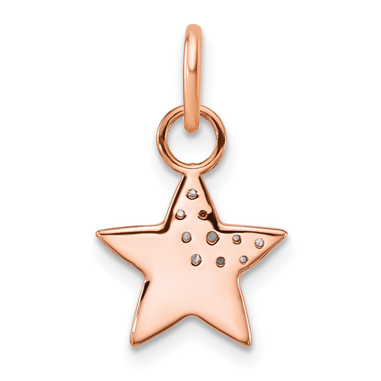 14K Rose Gold Polished 1/10 carat Diamond Star Charm