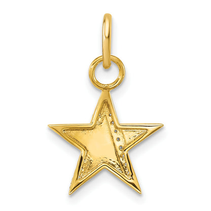 14K Polished 1/15 carat Diamond Star Charm