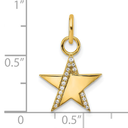 14K Polished 1/15 carat Diamond Star Charm