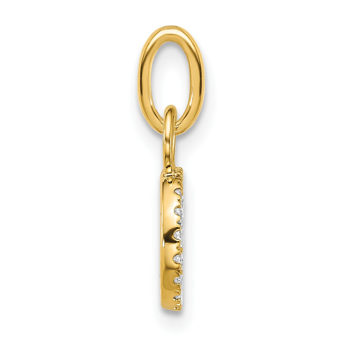 14K Polished 1/10 carat Diamond Open Circle Charm