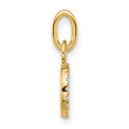14K Polished 1/10 carat Diamond Open Circle Charm