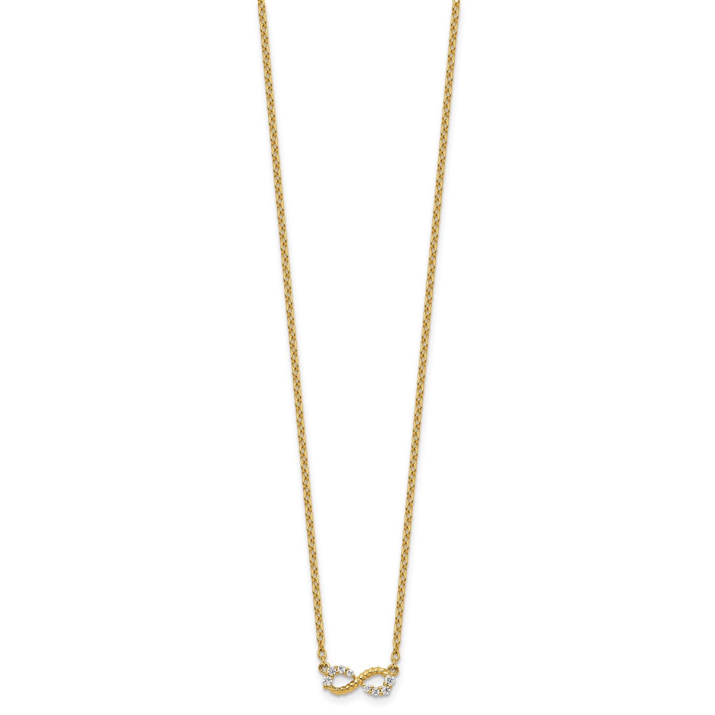 14K Polished and Beaded 1/8 carat Diamond Infinity Symbol 18 inch Necklace