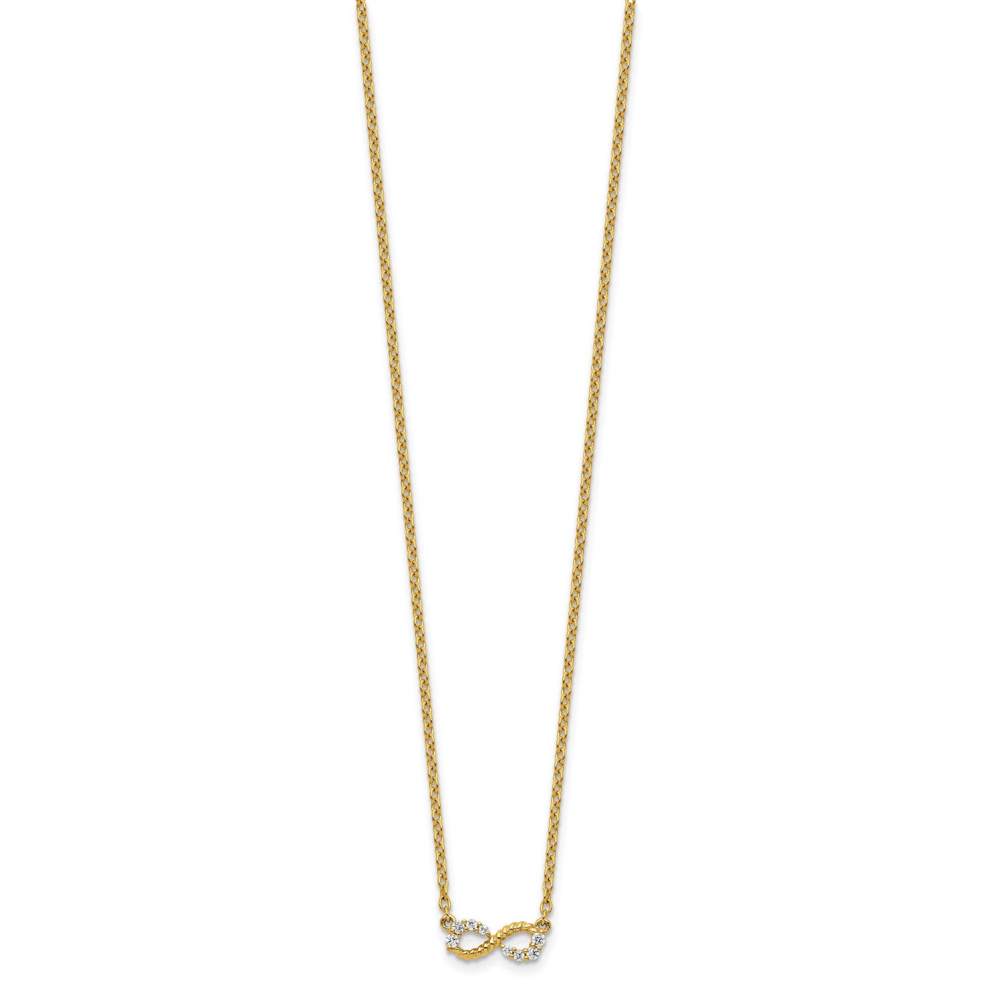 14K Polished and Beaded 1/8 carat Diamond Infinity Symbol 18 inch Necklace