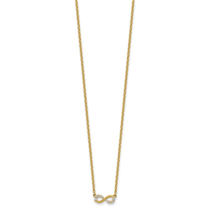 14K Polished and Beaded 1/8 carat Diamond Infinity Symbol 18 inch Necklace
