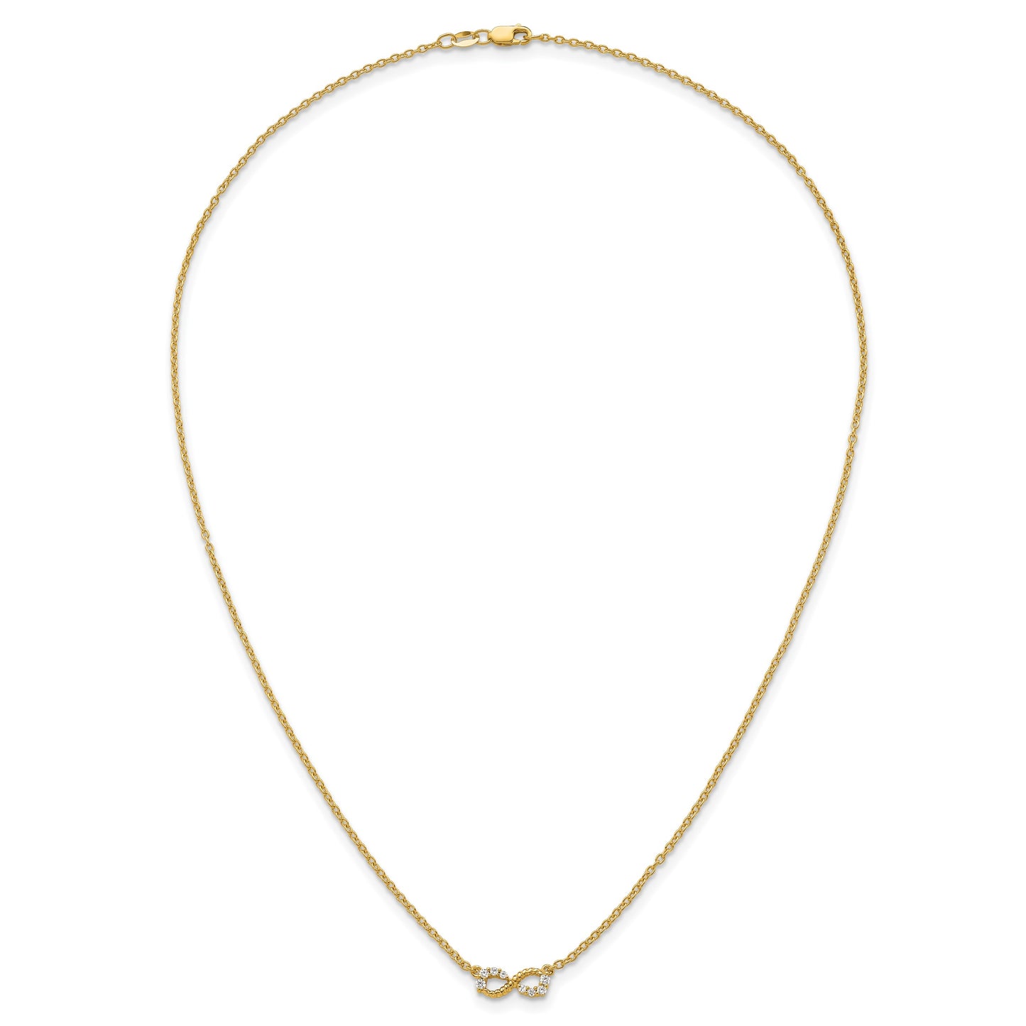 14K Polished and Beaded 1/8 carat Diamond Infinity Symbol 18 inch Necklace