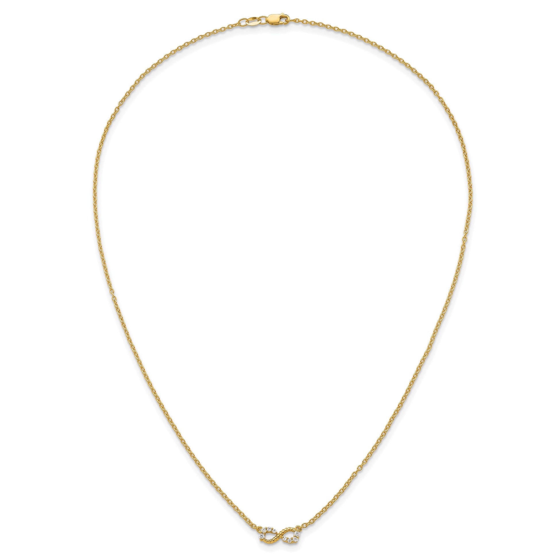 14K Polished and Beaded 1/8 carat Diamond Infinity Symbol 18 inch Necklace