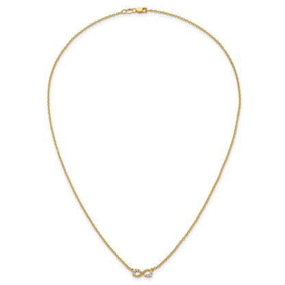 14K Polished and Beaded 1/8 carat Diamond Infinity Symbol 18 inch Necklace
