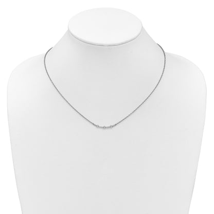 14K White Gold Polished 1/20 carat Diamond Curved Bar 18 inch Necklace