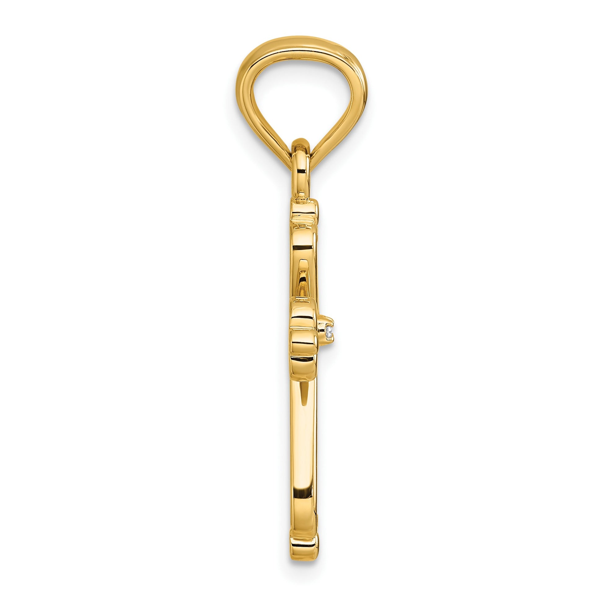 14k Diamond Accented Cross Pendant