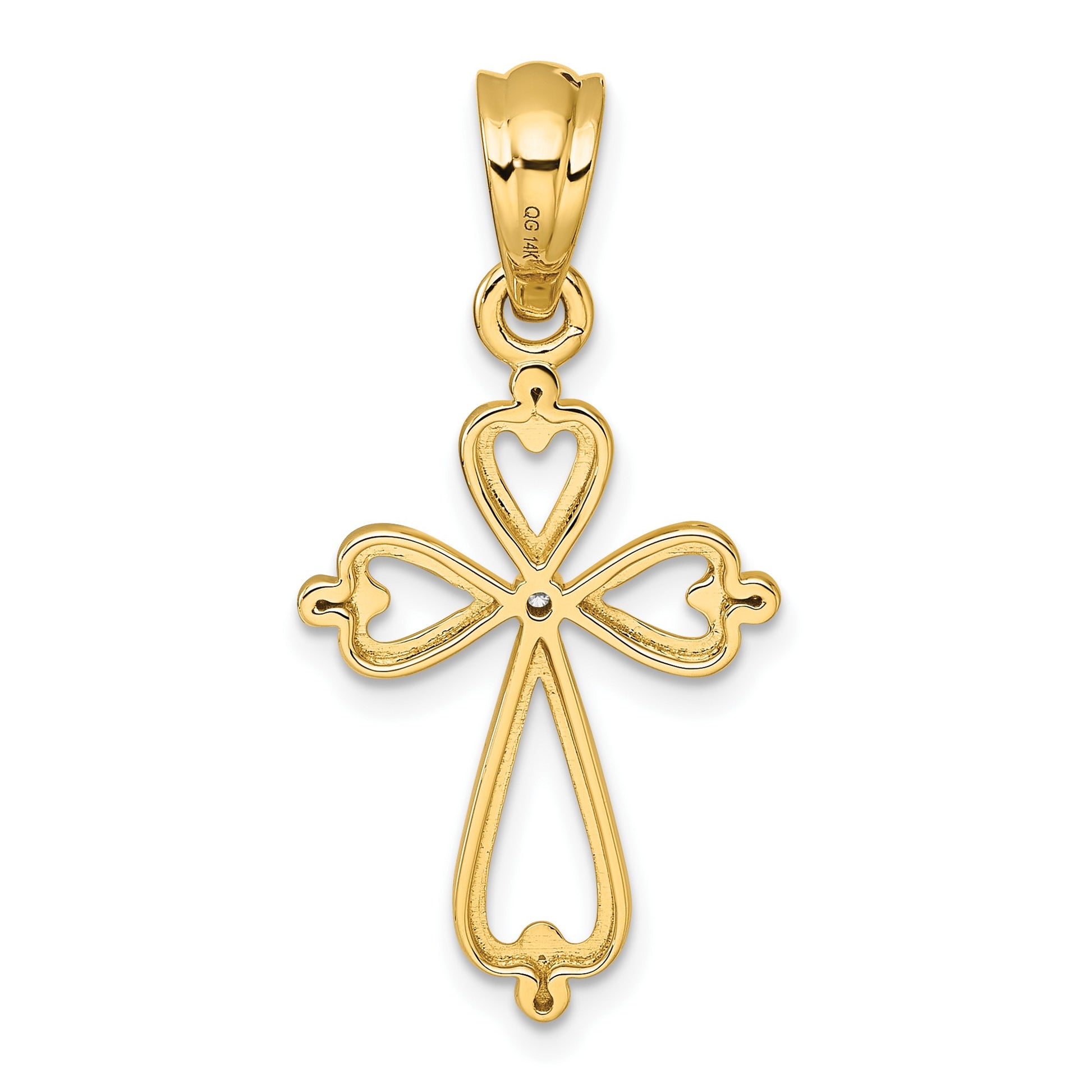 14k Diamond Accented Cross Pendant