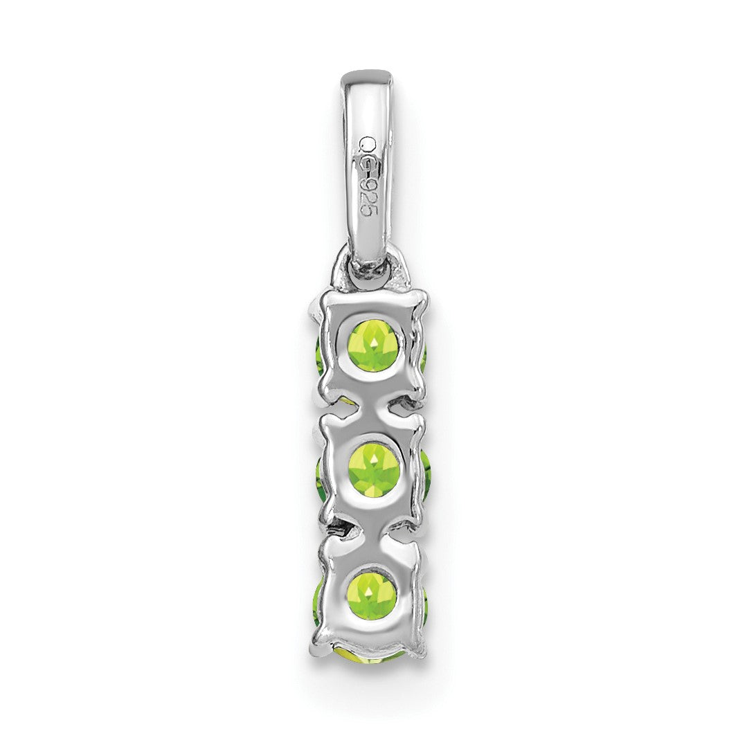 14k White Gold 3-stone Peridot and Diamond Pendant
