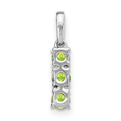 14k White Gold 3-stone Peridot and Diamond Pendant