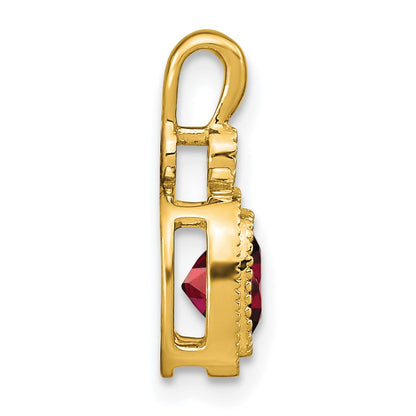 14k 6mm Cushion Garnet and Diamond Pendant