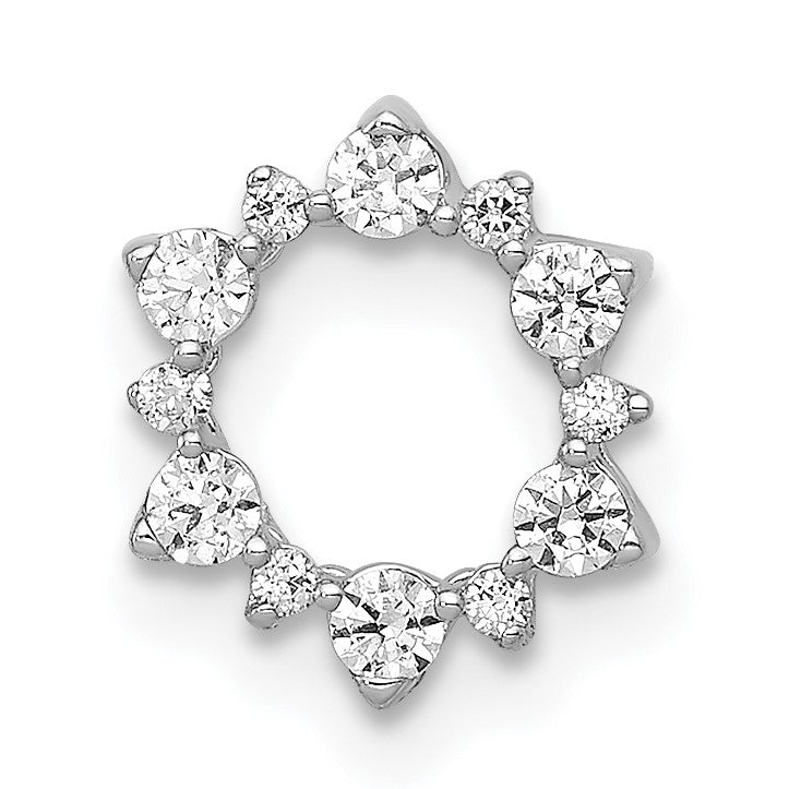 14k White Gold 1/5 carat Diamond Fancy Circle Chain Slide
