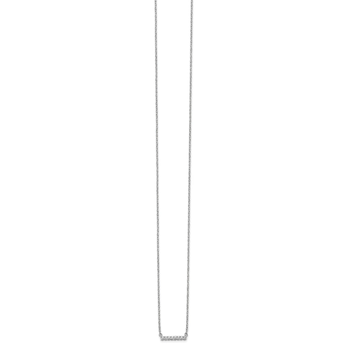 14k White Gold 1/10 carat Diamond Bar 18 inch Necklace