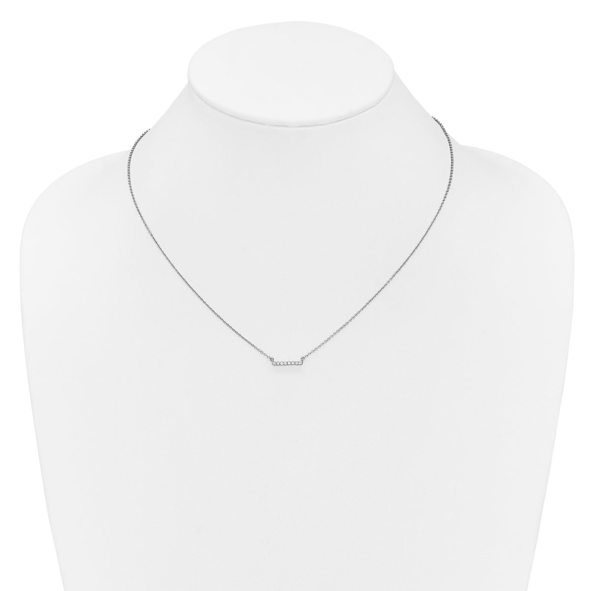 14k White Gold 1/10 carat Diamond Bar 18 inch Necklace