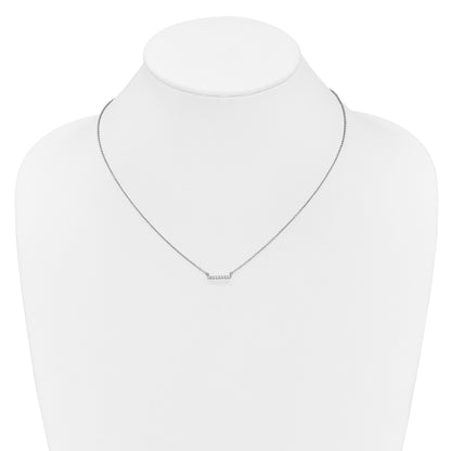 14k White Gold 1/10 carat Diamond Bar 18 inch Necklace
