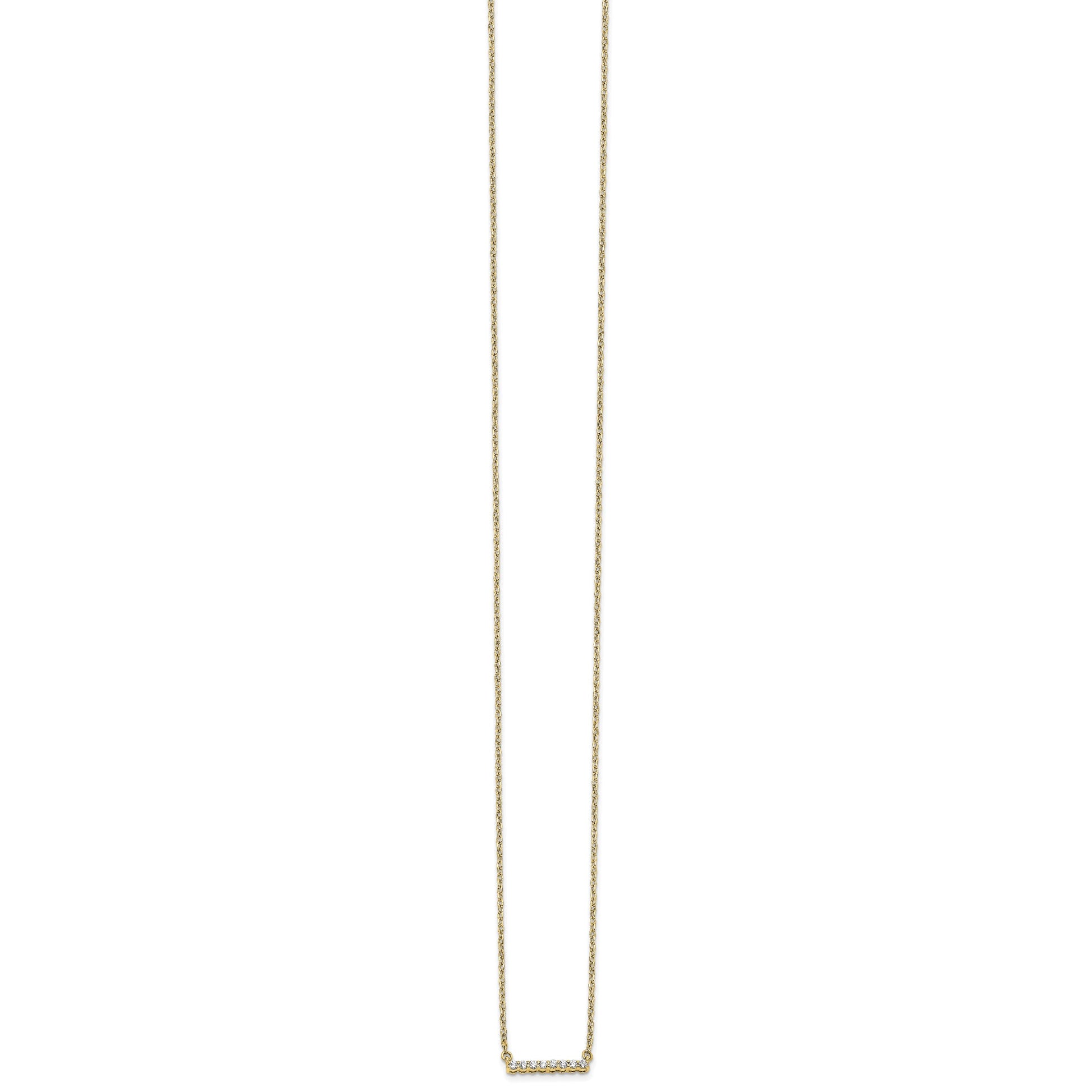 14k Polished 1/10 carat Diamond Bar 18 inch Necklace