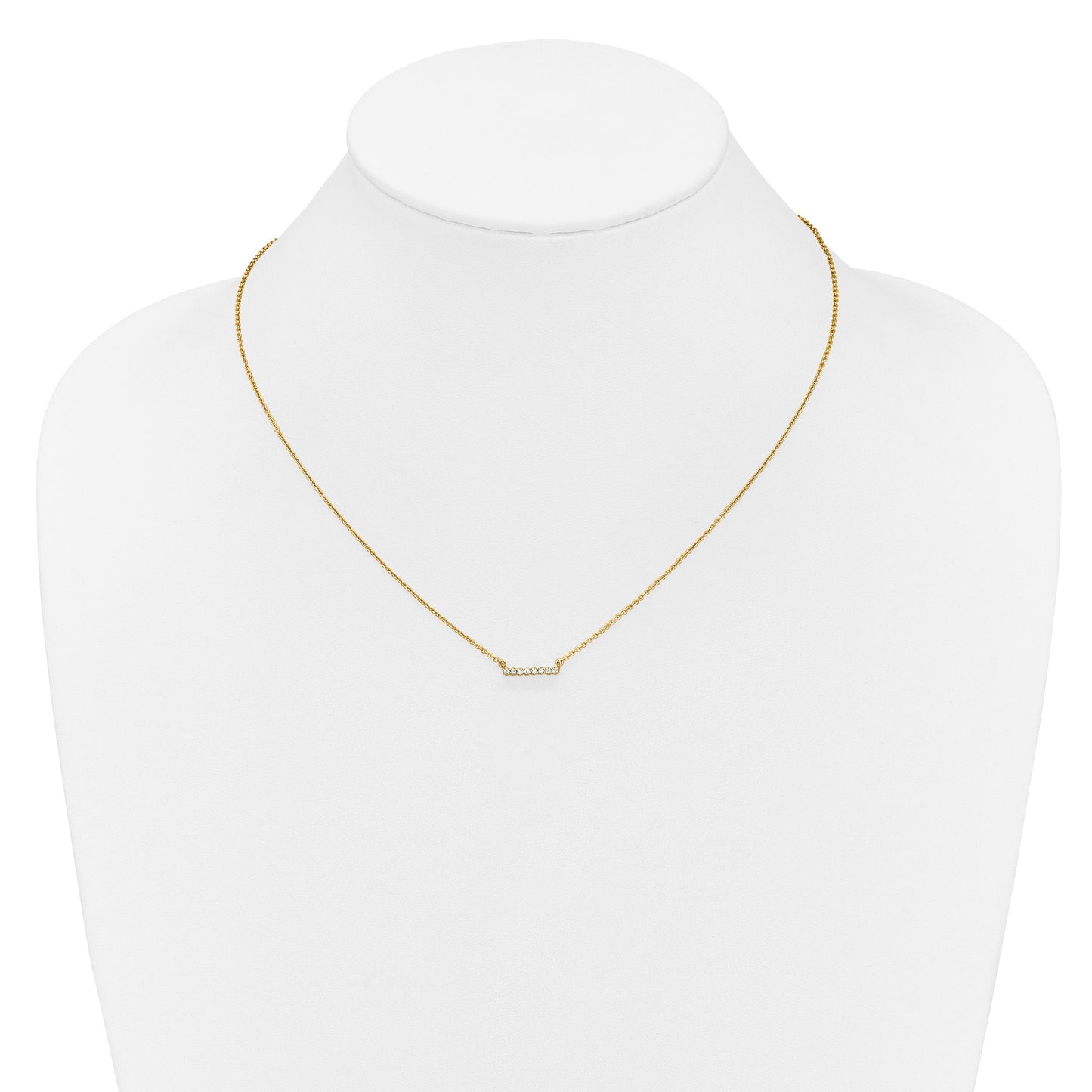 14k Polished 1/10 carat Diamond Bar 18 inch Necklace