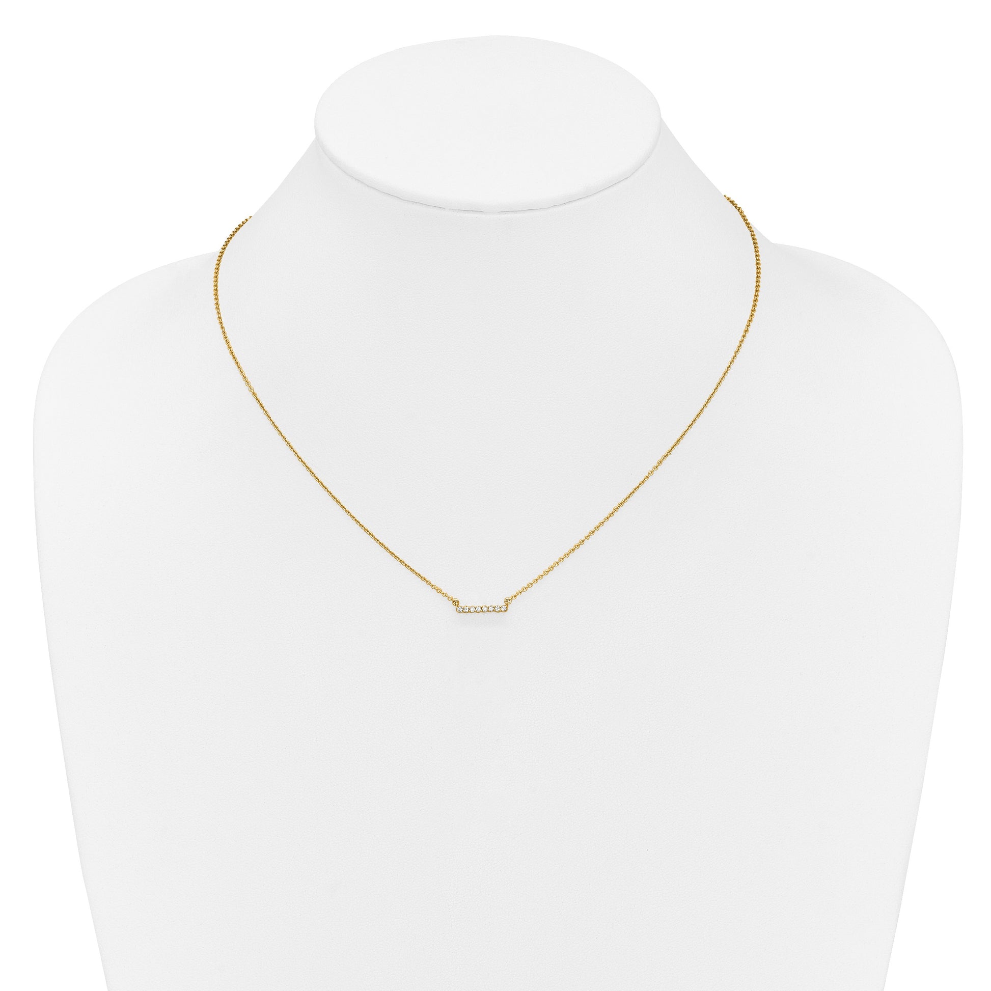 14k Polished 1/10 carat Diamond Bar 18 inch Necklace