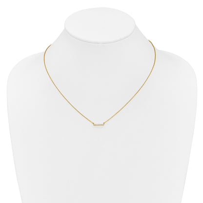 14k Polished 1/10 carat Diamond Bar 18 inch Necklace