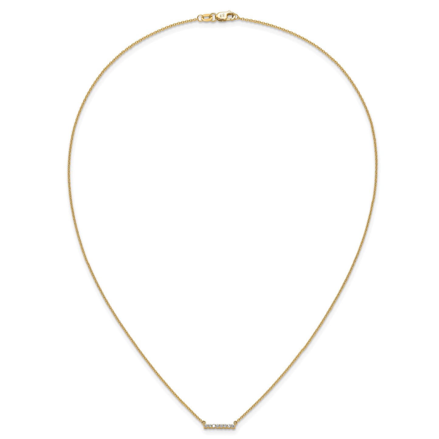14k Polished 1/10 carat Diamond Bar 18 inch Necklace