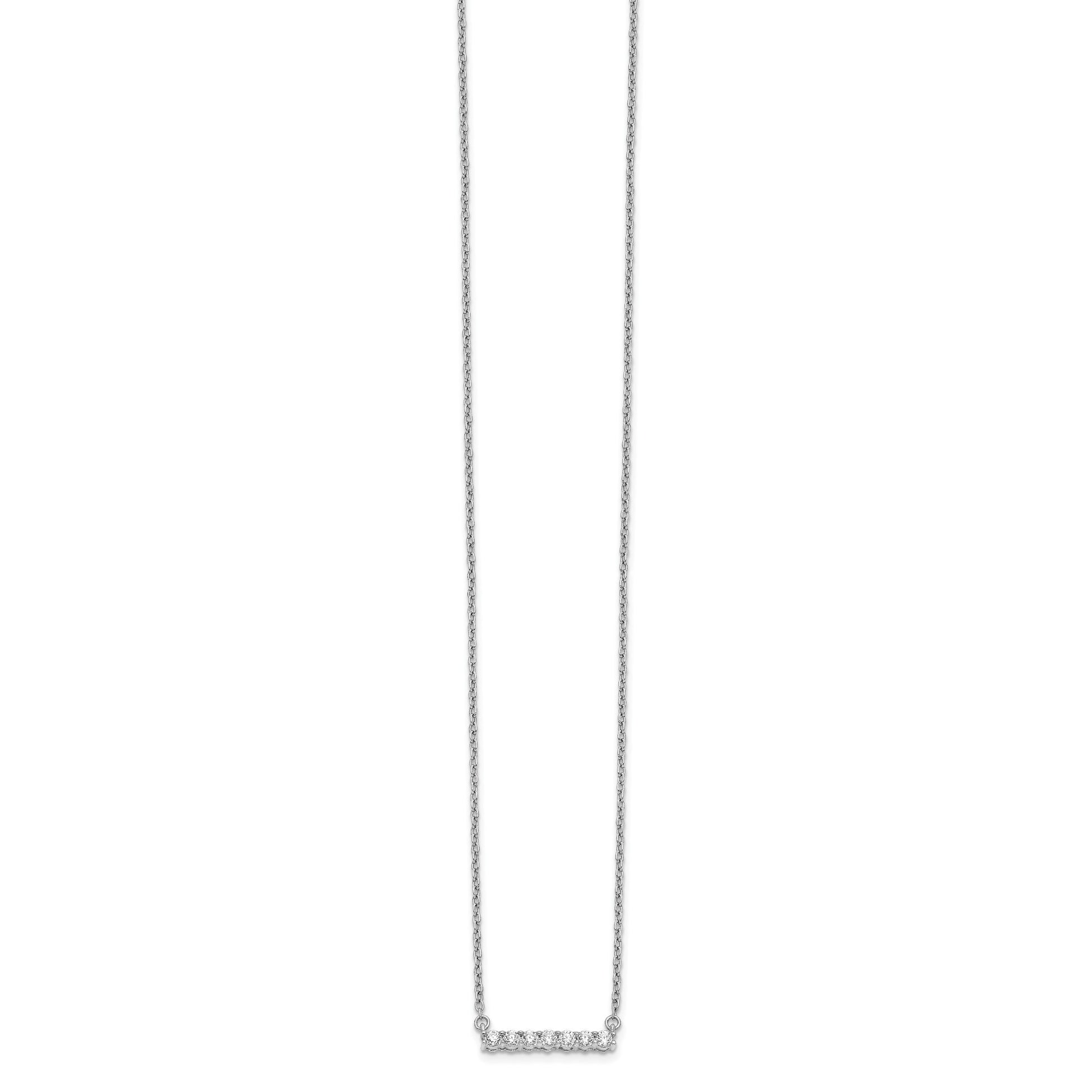 14k White Gold 1/4 carat Diamond Bar 18 inch Necklace