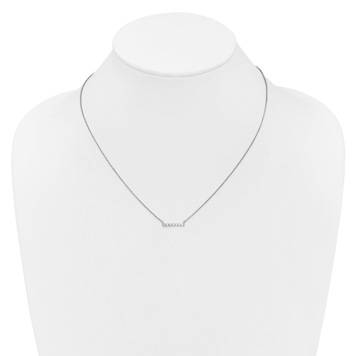 14k White Gold 1/4 carat Diamond Bar 18 inch Necklace